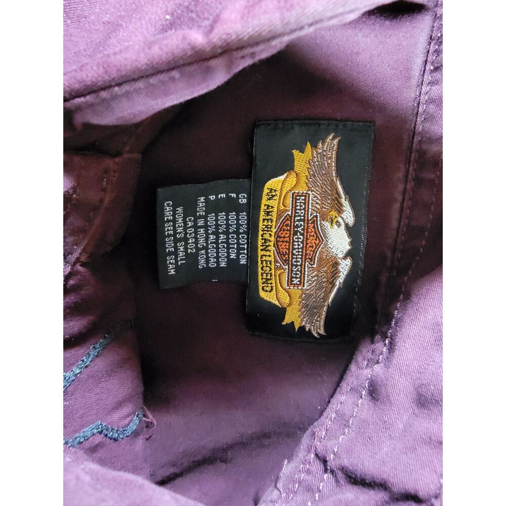 Harley Davidson Women's Maroon Long Sleeve Embroidered Button Shirt - Small - Picture 6 of 7